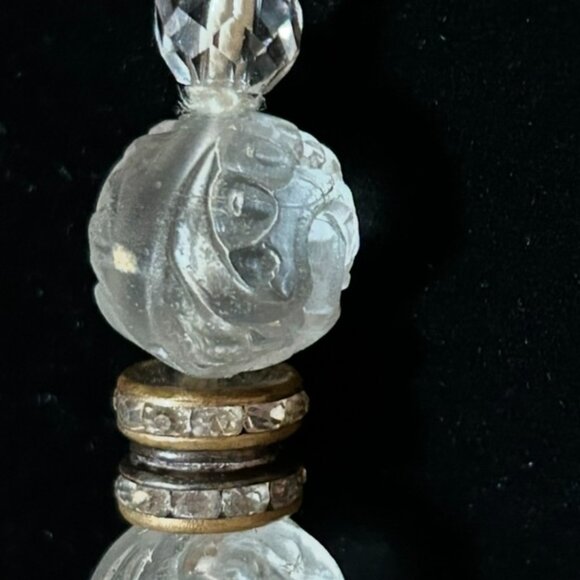 Vintage 4 Strand Clear Glass Bead Necklace with Unique Clasp Gimbel Brothers - Picture 5 of 9